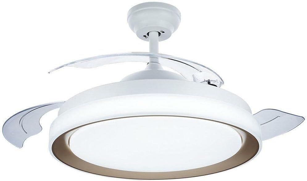 Philips Bliss LED Ceiling Light with Fan in operation, showing the light illuminated and fan blades extended.