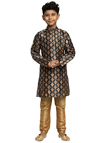 Image of KRAFT INDIA Boys Silk Print Kurta Churidar