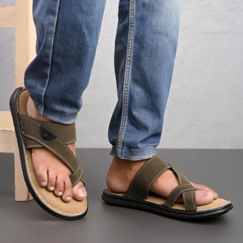 Image of Centrino Men's Sandals | Stylish Strap Sandal with Grip Insole | Thong Sandals with Comfortable Flip-Flop with Cushioned Footbed | Comfortable Casual Footwear for Office, Travel & Walking (9582)