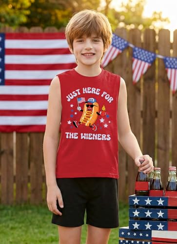 Image of Boys 4th of July Patriotic Sleeveless Tee American Flag Tank Top 6-14 Years