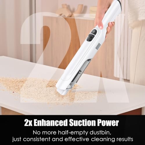 Image of Handheld Vacuum Cordless, Lightweight 1.4lb with Powerful Suction, Charging Dock, Single Touch Empty and Detachable Dust Cup, Portable Mini Car Vac for Home Office and Pet Hair (Linen White)