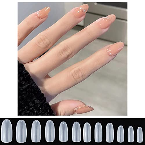 504Pcs Soft Gel Full Cover Nail Tips,12 Sizes Gel Nail Tips Full Cover False Nail Artificial Nails With Case,Qiwey Frosted Oval Gel Nail Extensions For Nail Salons And Diy Nail Art #TOP6