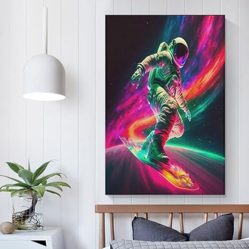 Astronaute murale surf dans l'espace tableau impression grand format