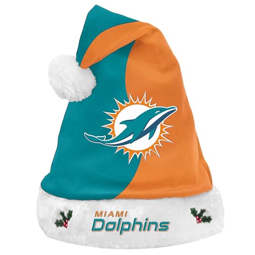 FOCO NFL 2017 Basic Plush Holiday Christmas Santa Hat (Miami Dolphins)