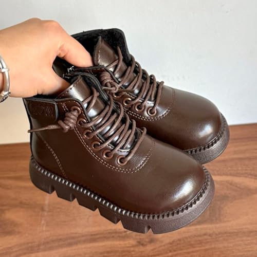 IWIHMIV Girl Snow Boots Flat Bottom Non Slip High Top Ankle Boots Girls Boys Snow Boots Waterpoof Winter Shoe Kids Winter Shoes3