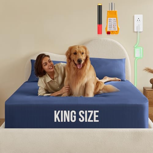 Silver Infused Grounding Bed Sheets, King, Navy Blue