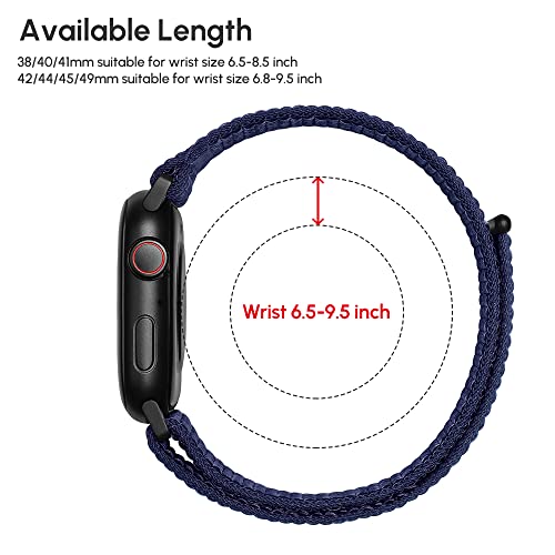 Zrdesign Ultra Wide Blue Nylon Watch Band Compatible With Apple Watch 42Mm 44Mm 45Mm, Adjustable Sport Loop For Iwatch Series 7 6 5 4 3 2 1 Se(Blue) #TOP5