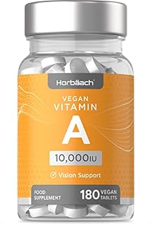Vitamin A Tablets High Strength - 10,000IU | Vegan Supplement - 180 Count | by Horbaach
