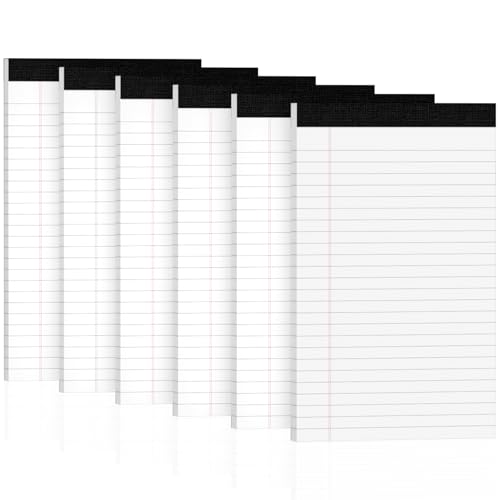 6pcs Small Note Pads, White Notepads 5x8 College Ruled Notebook, Writing Pads 5 x 8, Legal Pads, Memo Pad Paper Perforate Narrow Ruled Notebooks for Work, School, Office,30 Sheets/Pack
