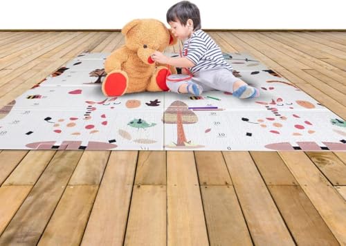 Image of Foldable Floor Mat - Baby Play Mat with Letters, Anti-Slip Crawling Mat for Babies, Thick Educational Play Mat for Toddlers, Portable Baby Activity Mat, Safe & Comfortable Crawling Surface