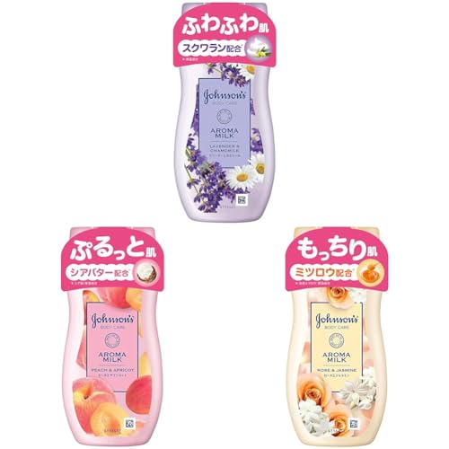 【セット買い】ジョンソンボディケア アロマミルク ドリーミースキン ラベンダーとカモミールの香り 200ミリリットル (x 1) + ジョンソンボディケア アロマミルク ラスティングモイスチャー ボディローション ピーチとアプリコットの香り 200mL + ジョンソンボディケア アロマミルク エクストラケア ローズとジャスミンの香り リキッド 200ミリリットル (x 1)のサムネイル