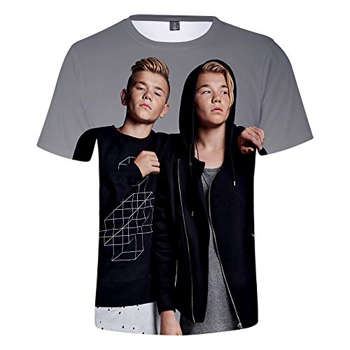 MR.YATCLS T-Shirt Twin Marcus Et Martinus D'été à Manches Courtes T-Shirt Thème Musique T-Shirt Imprimé en 3D Garçon Fille