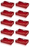 Per uso alimentare 10 casse per carne E1 rosso, 60 x 40 x 12,5 cm, con metro