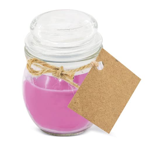 DISOK - Set 25 candele profumate in barattolo di vetro Candele da regalare per matrimoni, battesimi e comunioni, decorazione con candele. (Rosa)