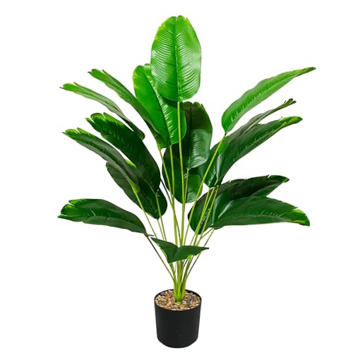 Zelihrdu Grande Plantas Artificiales Decorativas Tropic Árbol Artificial con Maceta, Realista Planta Falsa para Interior Exterior Hogar Oficina Jardín Boda Decoración (80cm Ave del Paraíso Verde)