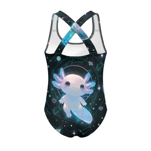 Image of WELLFLYHOM Girls' One Piece Swimsuit for Age 5-14 Cross Back Full Coverage Swimwear Sleeveless Bathing Suits