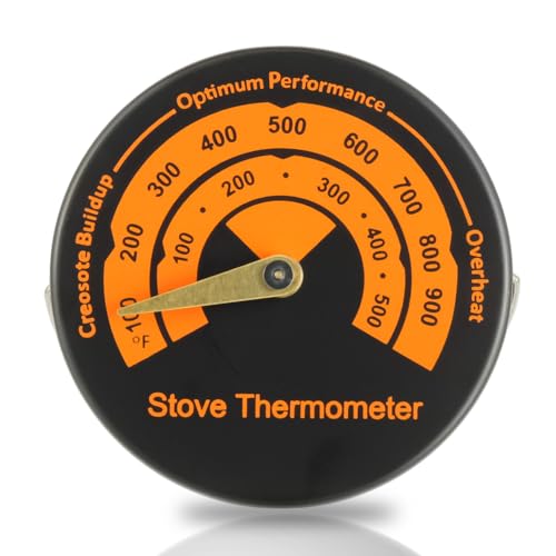 HUAREW Kaminofen Thermometer Magnetisch, Magnetische Ofen Thermometer Für Ofenrohr, Holzscheite, Kamin, Holzofen-Zubehör, zur Überwachung und Optimierung des Wirkungsgrades des Ofens