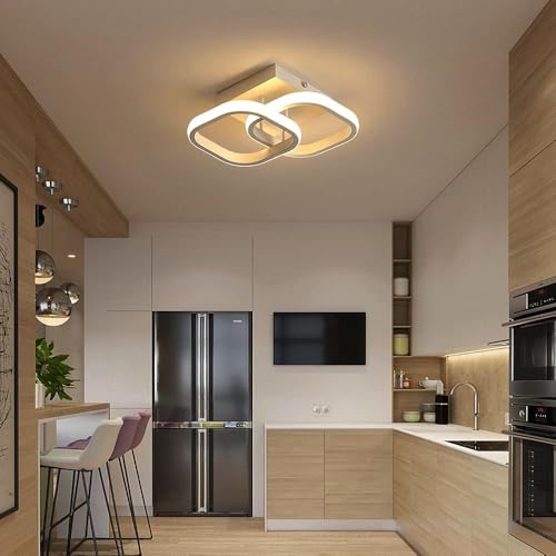 Image of Groeien 22W | 3 Color Modern LED Twin Loop Ceiling Lamp for Entrance Hallway Office Bedroom Kitchen Living Room Ceiling Light Lighting Fixtures(Warm+Natural+Coolwhite)(Twin Loop, 1, Count)