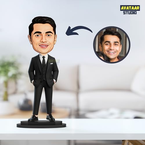 Image of wood Avataar Studio Personalized Gift Character Caricature Rectangular Photo Frame Unique Design Customized Gift (Man in Suit) (Multicolor, 10 inches), tabletop