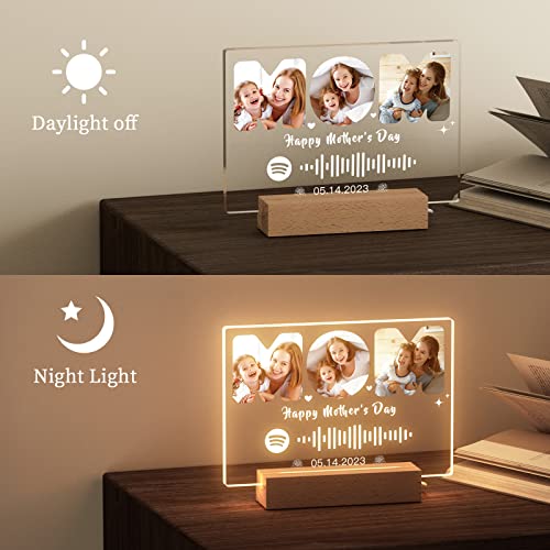 Witfox Personalized Mothers Day Ideas Gifts From Daughter Custom Spotify Plaque - Birthday Gifts For Women Spotify Glass Plaque - Customized Music Plaque Mom Gifts For Mother's Day From Son Husband #TOP4