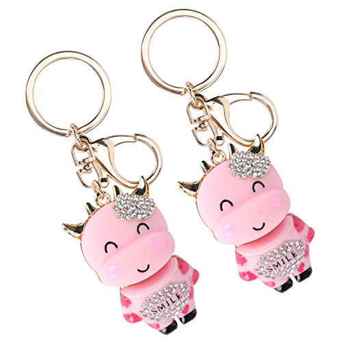 Cartoon-Schlüsselanhänger, starker Cartoon-Schlüsselanhänger, einfach zu installieren, 2 Stück, Zinklegierung, Metall, für Vatertag, Muttertag (Pink) Cover