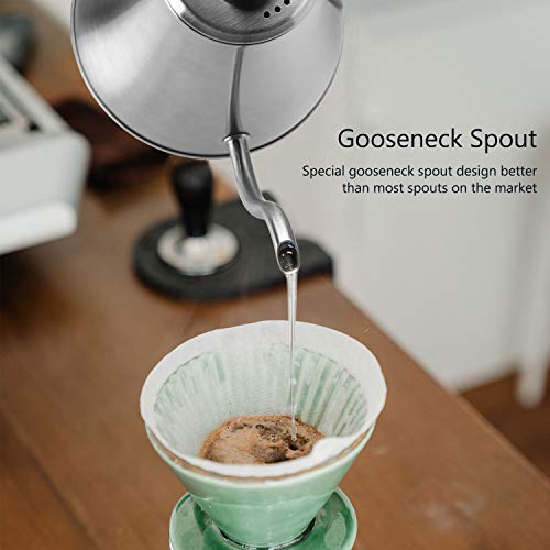 Chefbar Tea Kettle with Thermometer for Stove Top Gooseneck Kettle, Small Pour Over Coffee Kettle, Goose Neck Tea Pot Stovetop Teapot, Hot Water Heater for Camping, Home & Kitchen, Stainless Steel