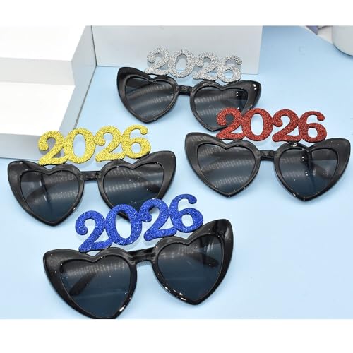 SWSATYW 4PCS Glitter 2024 Kunststoff Brillen Happy Silvester Gläser Party Supplies Graduierung 2024 Party Foto Requisiten Dekorationen