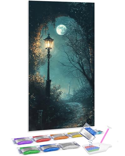 Punto de cruz diamante Jumpdot de 70x40 cm con efecto brillante en la noche oscura