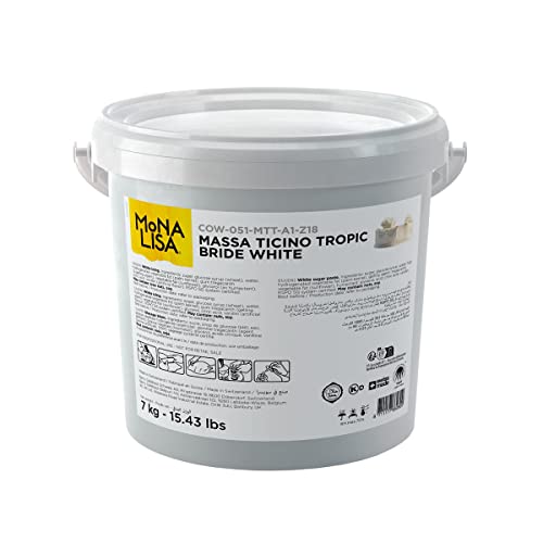 Massa Ticino Tropic Fondant Weiß 7kg | Hochwertige Zuckerpaste für Torten & Kuchen | Tropic Bride White von Mona Lisa | Vegan zum Backen Modellieren Abdecken und Dekorieren