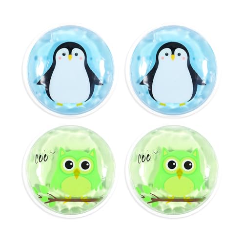 Image of Gel Ice Pack Reusable, Cooling Eye Pads and Patches, Hot and Cold Eye Pads - Soothing, Revitalizing, Puffiness, Refresh, Relieves Stress, Relax, Relieves Puffiness and Tension(2 Penguins+2 Owls)