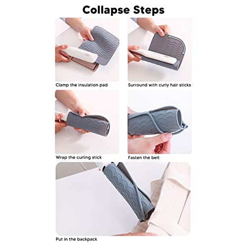 HERCHR 5 piezas tapete de silicona resistente al calor, tapete para herramientas de cabello miniatura 3