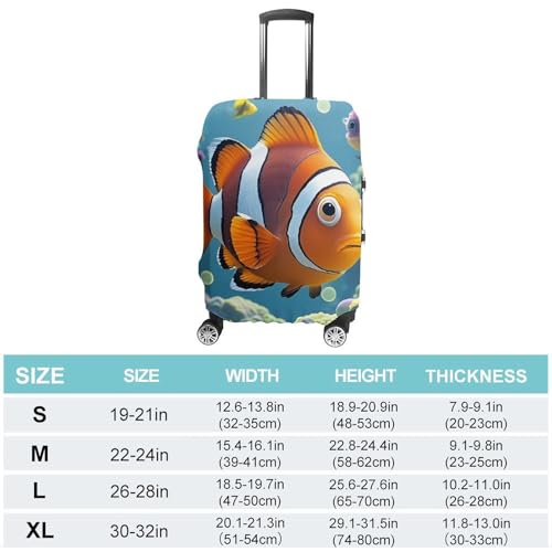 Cartoon Clown Fish Luggage Cover, Elastic Luggage Protector Fits 19-32in Suitcases, Washable & Anti-Scratch Suitcase Cover for Men Women L2