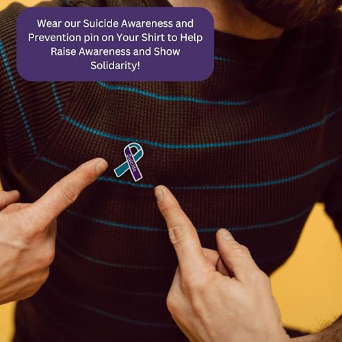 Image of Suicide Awareness and Prevention Pin - Bulk Packs - Variety Pack of Teal & Purple Ribbon Pin Perfect for Support Groups, Gift-Giving and Fundraising