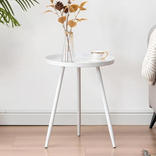 Table d'appoint ronde blanche pour salon et chambre - 2
