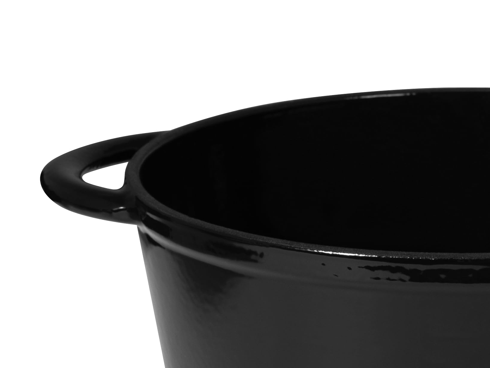 H&H Casseruola in Ghisa Smaltata con Coperchio, 22 cm, Tonda, Nero – Per Induzione e Tutti i Piani Cottura – Distribuzione Uniforme del Calore – 2 Manici – No Lavastoviglie