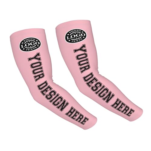 Custom Arm Sleeve Design Your Own Elastic Sport Arm Sleeve Personalized UV Resistant Breathable Arm Sleeve, Pink