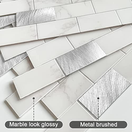 Benice Peel And Stick Backsplash Bathroom Tile Stickers,Stick On Backsplash For Kitchen Wall Shower Tiles Peel And Stick Waterproof(Carrara White 10Pcs) #TOP1