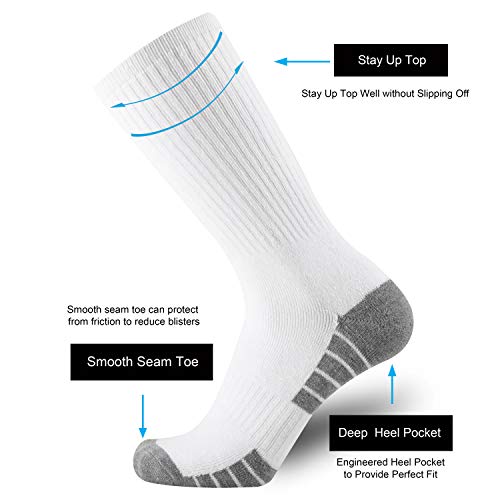Onke Cotton Cushion Crew Socks For Men Athletic All Season Heavy Duty Work Boot With Thick Moisture Control Sweat Wicking(White Xl) #TOP2