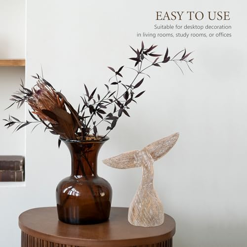 Statuette queue de baleine en bois rustique style bord de mer pour table - 4