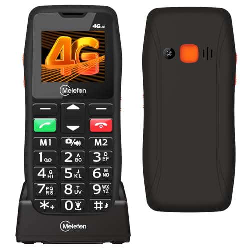 Melefon 4G Big Button Mobile Phone for Elderly,Speed Dial,Easy to Use,Large Volume Basic Mobile Phone for Seniors with SOS Emergency Button丨SIM Free Unlocked丨Torch丨FM Radio丨USB Type C