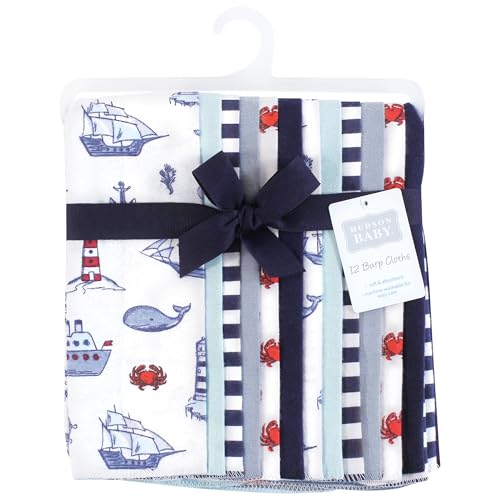 Image of Hudson Baby Unisex Baby Flannel Burp Cloth 12pk, Lighthouse, One Size