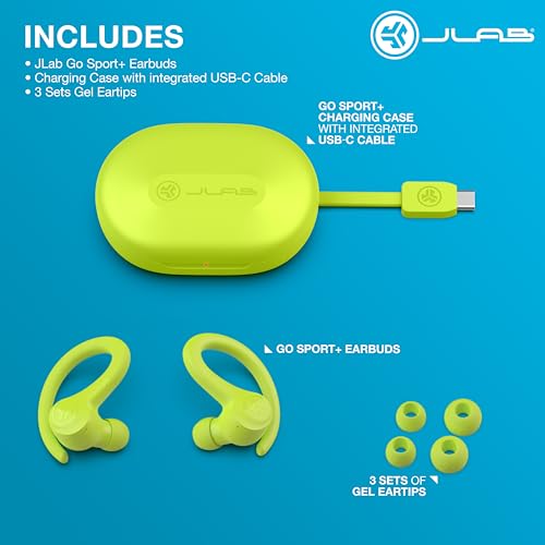 Image of JLab, Go Sport+, True Wireless Workout Earbuds, Bluetooth Sport Earbuds, Clear Calling, Yellow