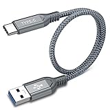 Reversible USB C Cable, USB Type C Cable, TITACUTE Short Type C Cable 1FT Durable Nylon Braided Cords Fast Charge USB 3.0 Data Sync for Samsung Galaxy Note 8 S8 S8+ LG V30 G6 Nexus 5X 6P Pixel (Grey)