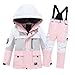 Kids Snow Suit Ski 2 Piece Snowsuit Tween Girls Boys Hooded Jacket and 𝗕𝗶𝗯 Overalls Snowboard Set (Pink, 9-12 Years)