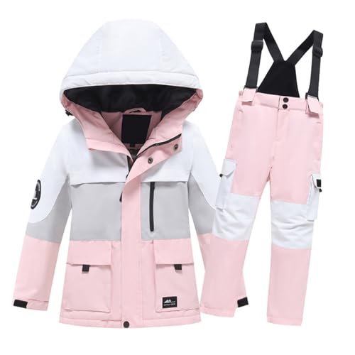 Kids 2-Piece Snowsuit Set, Hooded Puffer Ski Jacket Snow Bib Pants Winter Skisuit Boys Girls Ultr𝐚light Outfit