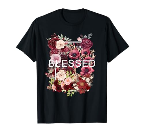 Maroon Red Burgundy Blessed Blooming Maroon Graphic T-Shirt
