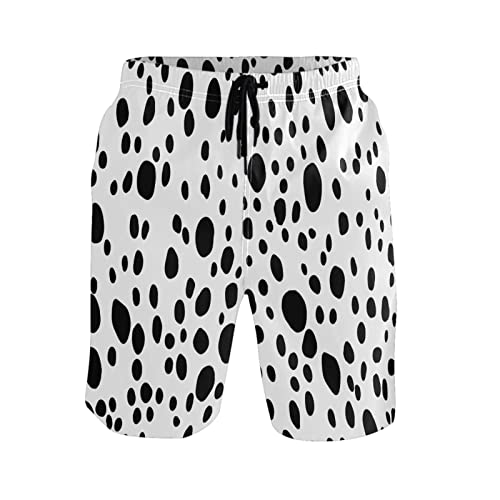 Dalmatian Dog Fur Print Men's Swim Trunks Beach Shorts Quick Dry Swim Board shorts With Pockets L