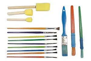 KABEER ART Set of 15 Paint Brushes of Various Sizes and Varieties for Painting  Bristle Brushes and Foam Brushes Multicolour