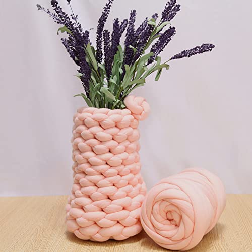 Arm Knitting Yarn For Chunky Braided Knot Throw Blanket Diy, Soft Extra Cotton Washable Tube Bulky Giant Yarn For Weave Craft Crochet (Shell Pink 0.55Lb) #TOP1