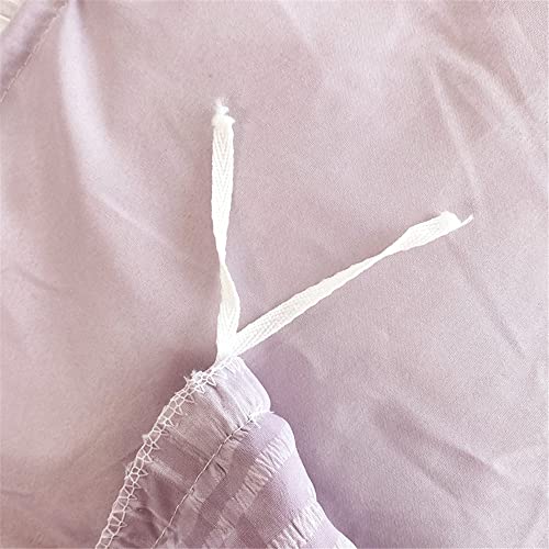 Topbdhomes 4 Pieces Lilac Purple Seersucker Bedding Duvet Cover Set Twin Full/Queen Size Ruffle Bed Sheets For Kids Girls Bed Linen Sets, Not Comforter (Twin, 44Hl-2-4Purple) #TOP7